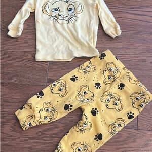 Boys 0-3 months Lion Print Pajamas Set - Yellow